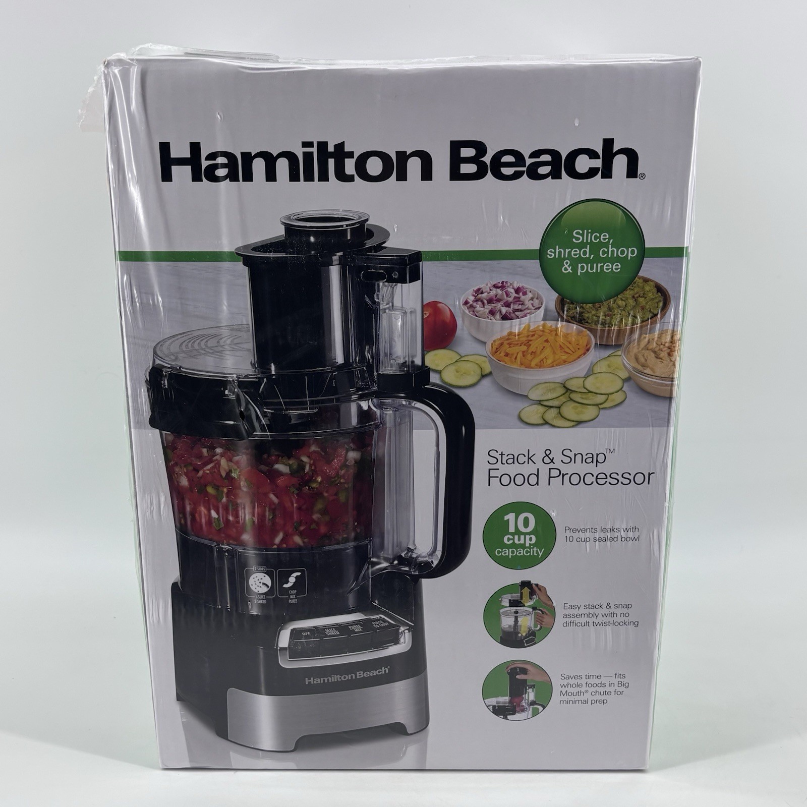 Hamilton Beach 10 Cup Food Processor and Chopper with Stack & Snap Design, Black