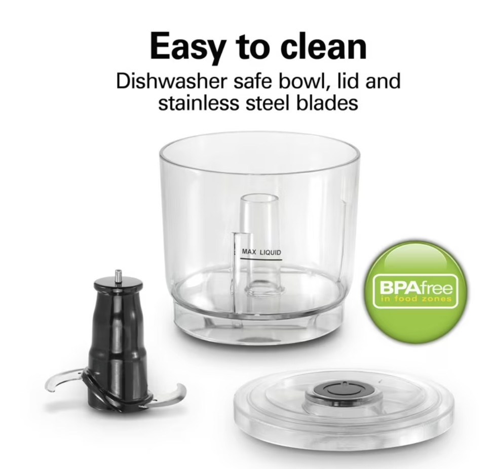 Hamilton Beach Food Chopper, 3 Cup, Stack & Press, 2 Speed, Mini Food Processor