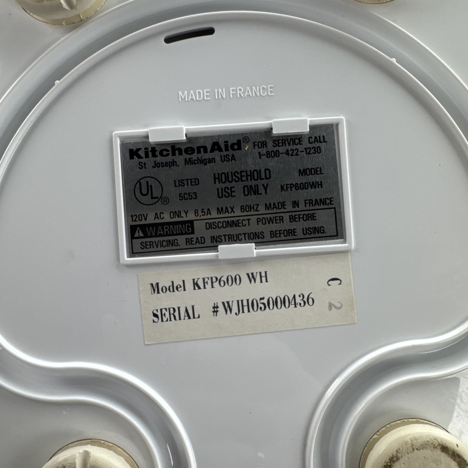 KitchenAid Ultra Power Food Processor KFP600WH White Base Motor Only WORKS