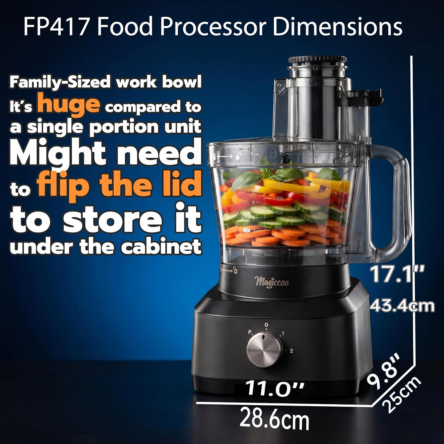 14 Cup Food Processor – XL Bowl Food Processor with Large Feed Chute, French Fry