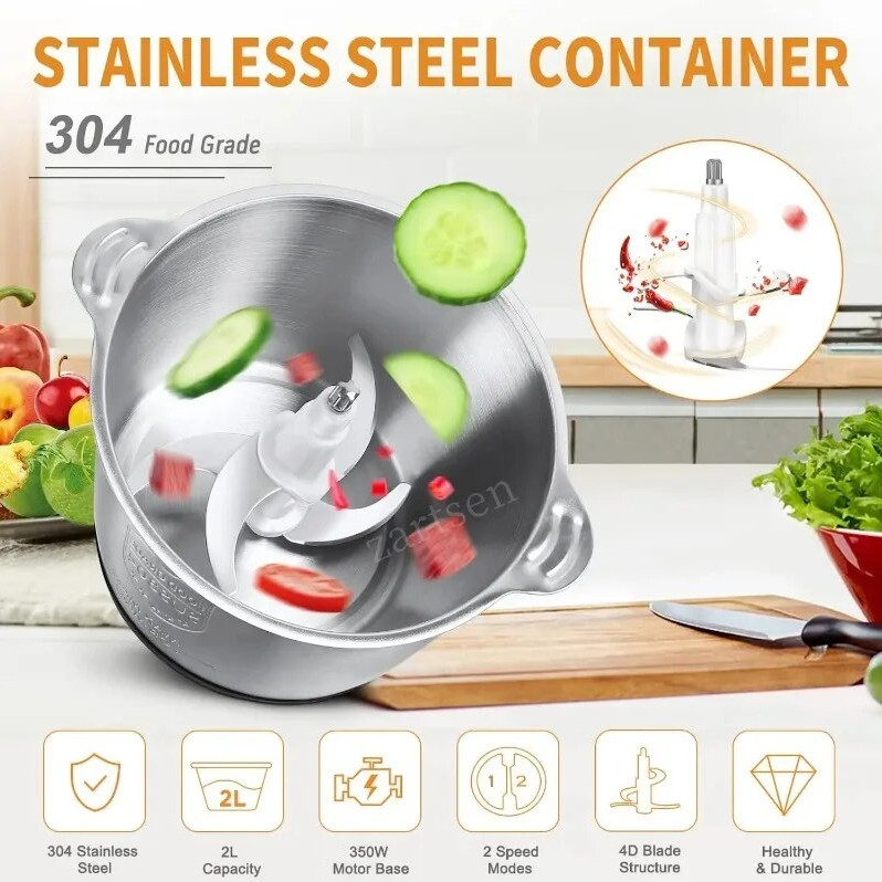 Powerful Electric Food Processor Kitchen Food Chopper Blender Meat Grinder Mixer