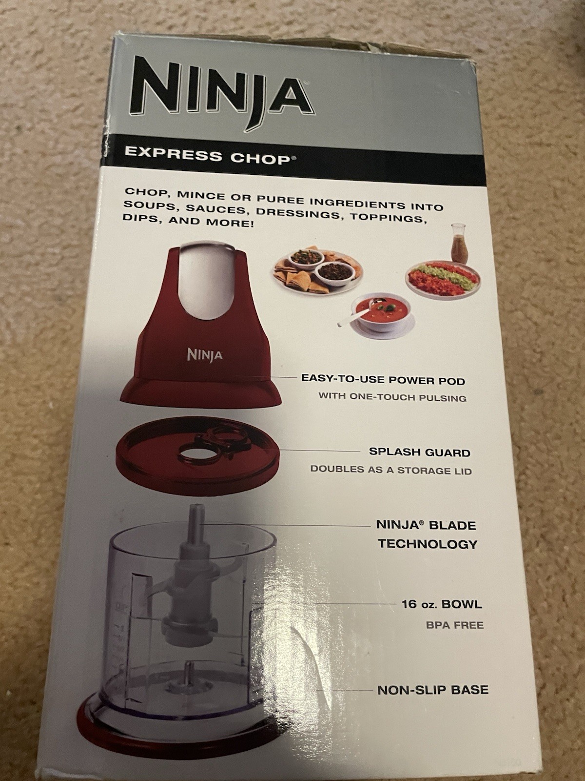 Ninja Express Chop Food Chopper 16 oz Bowl Chop Mince Purée FAST NJ100GR NIB