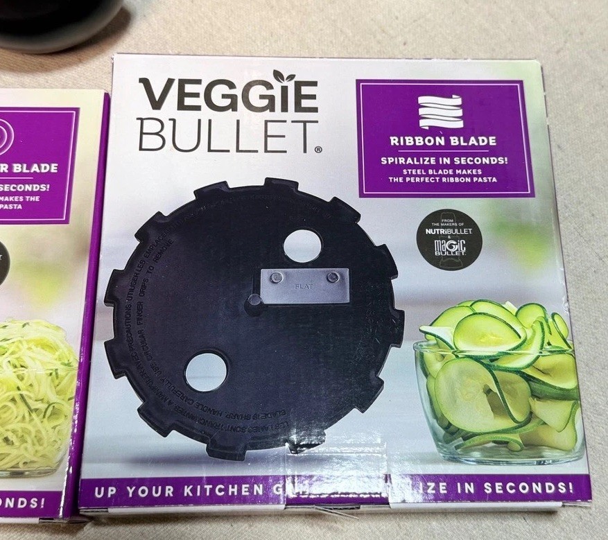 Veggie Bullet Electric Spiralizer 8pc Set +3 Extra Blades Silver Stainless Steel