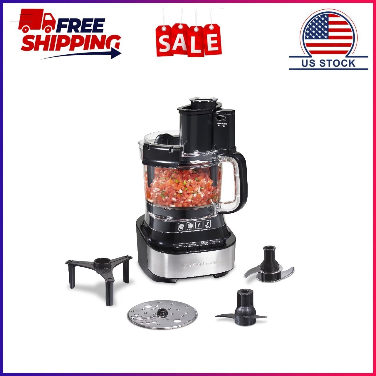 Hamilton Beach 10 Cup Food Processor and Chopper with Stack & Snap Design, Extra