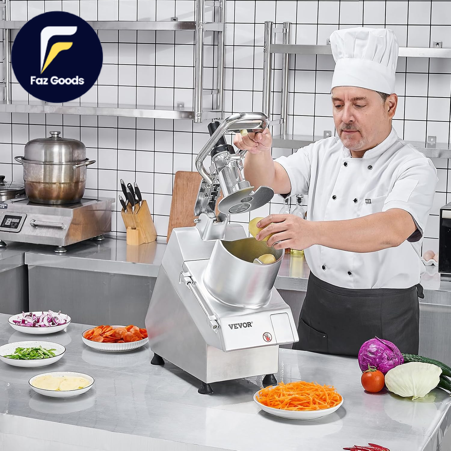 Food Processor & Vegetable Chopper 2 Feeding Holes Food-Grade Stainless Steel
