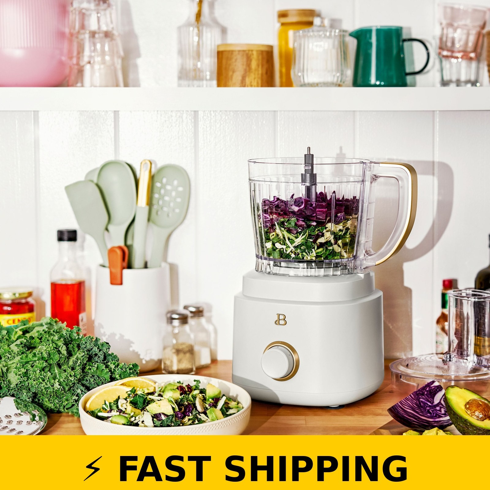 Beautiful Food Processor 10-Cup White Icing by Drew Barrymore