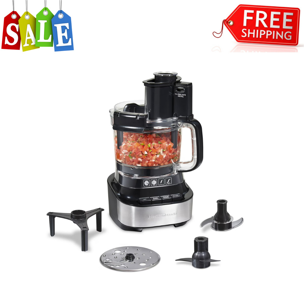Hamilton Beach 10-Cup Food Processor, Stack & Snap, Bowl Scraper, Black, 70822FG
