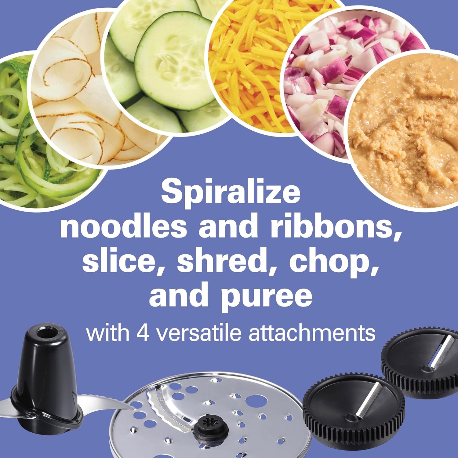 Hamilton Beach 10-Cup Food Processor & Veggie Chopper, Spiralizer, Grey