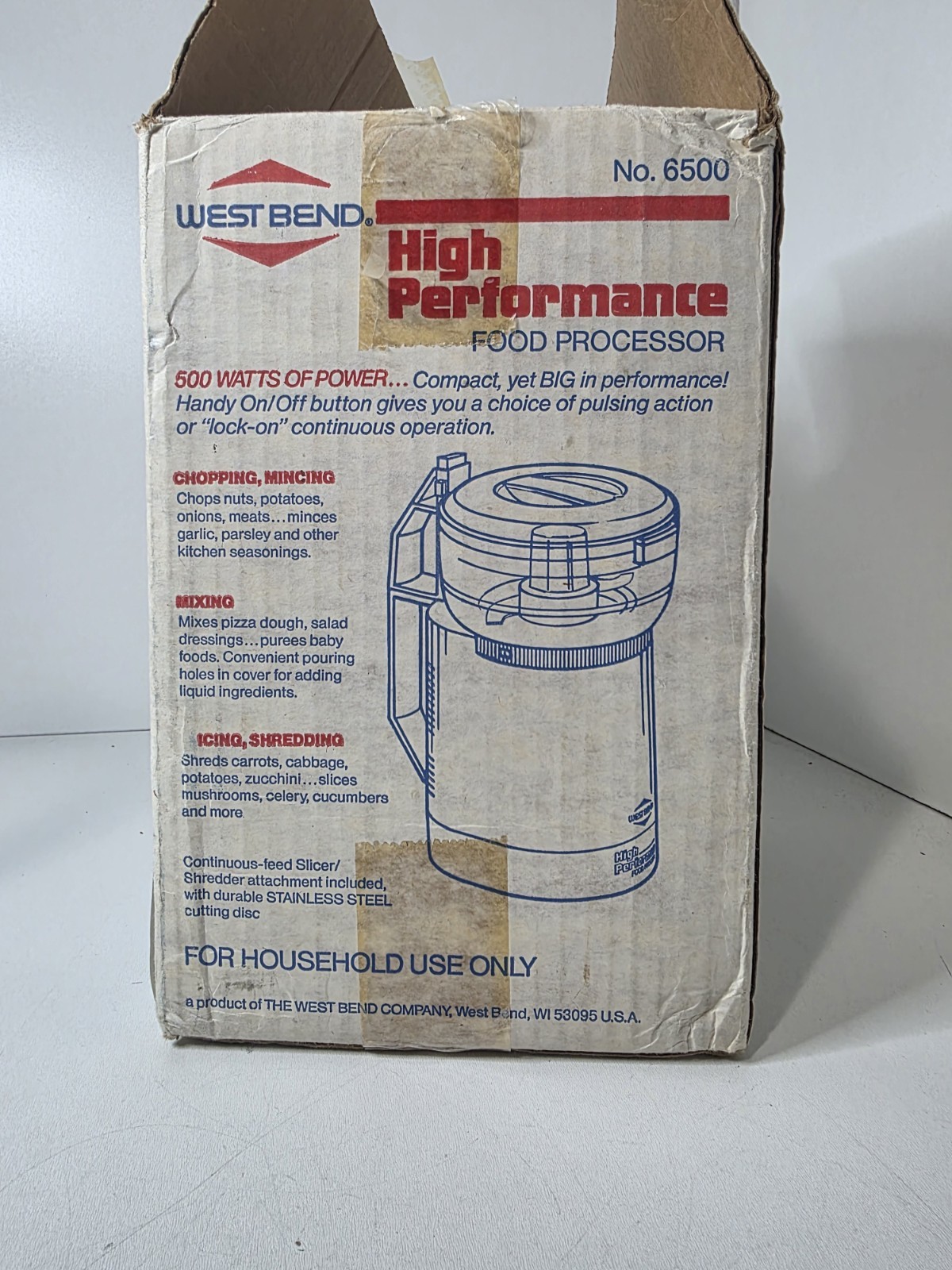 West Bend Food Processor 6500 Chopper Slicer High Performance Vintage Open Box