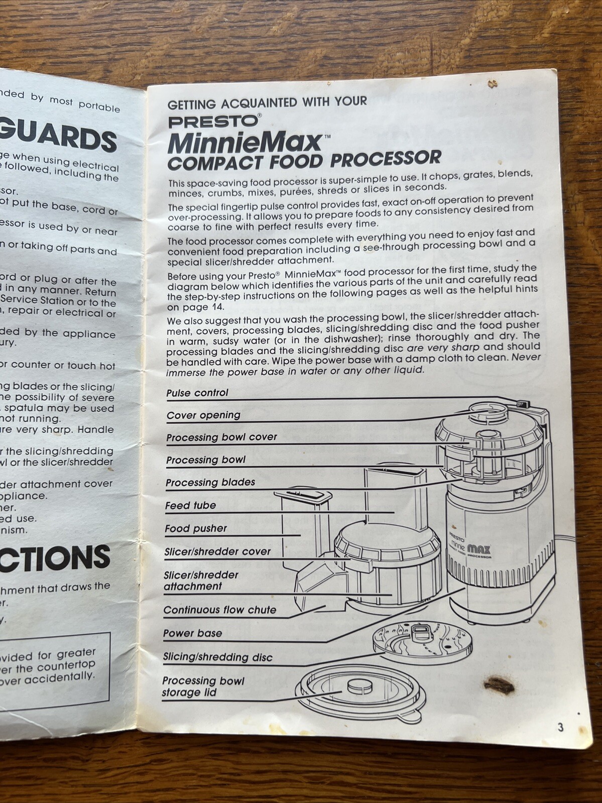 Presto Minnie Max Compact Food Processor Replacement Instruction Book Manual