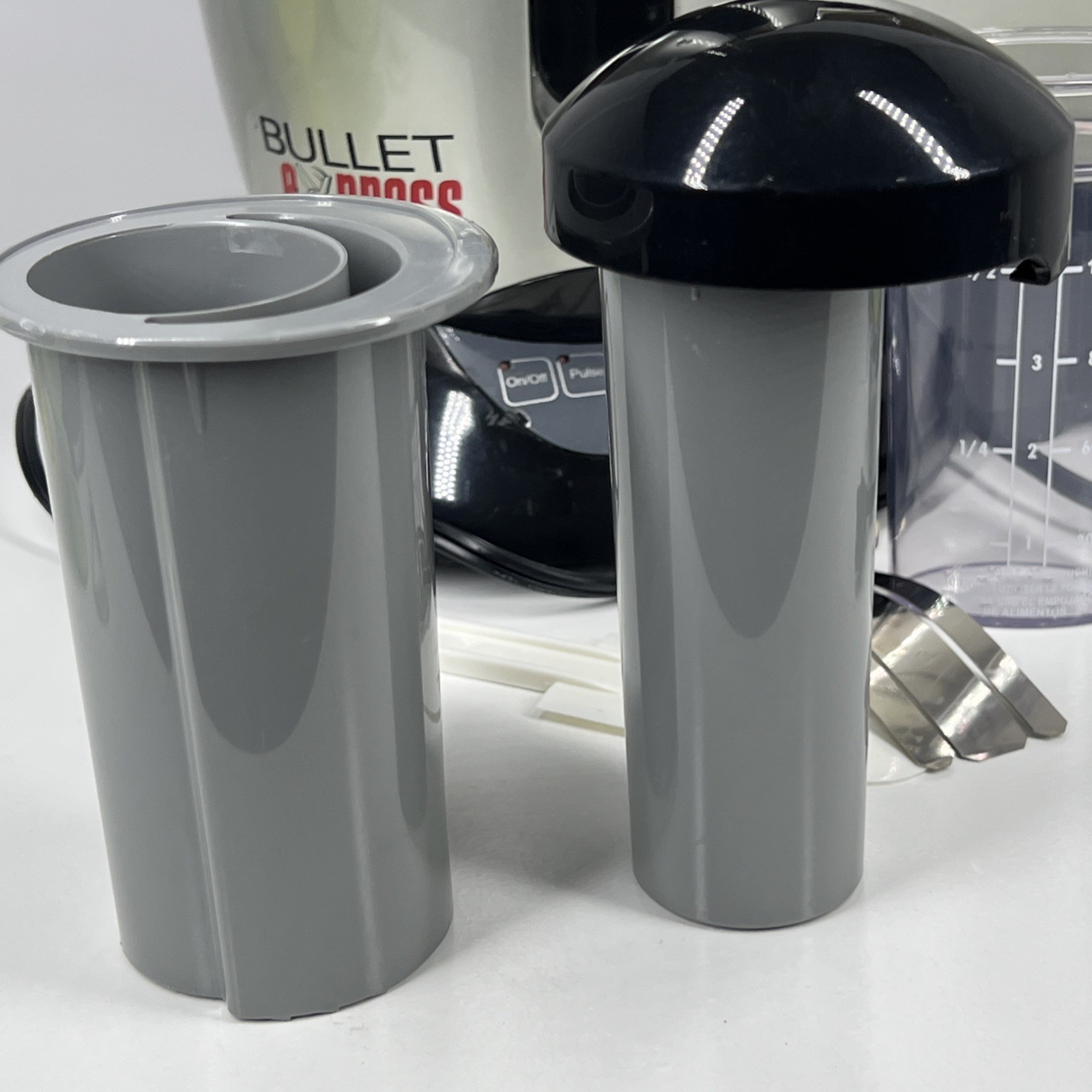 Bullet Express Food Processor Silver/Black w Bowl Lid Pusher Slicing Disc & More