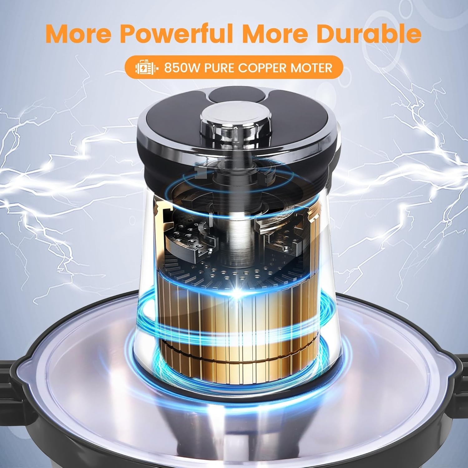 16 Cup 850W Electric Food Processor Steel Bowl LED Timer 6 Edge Blade