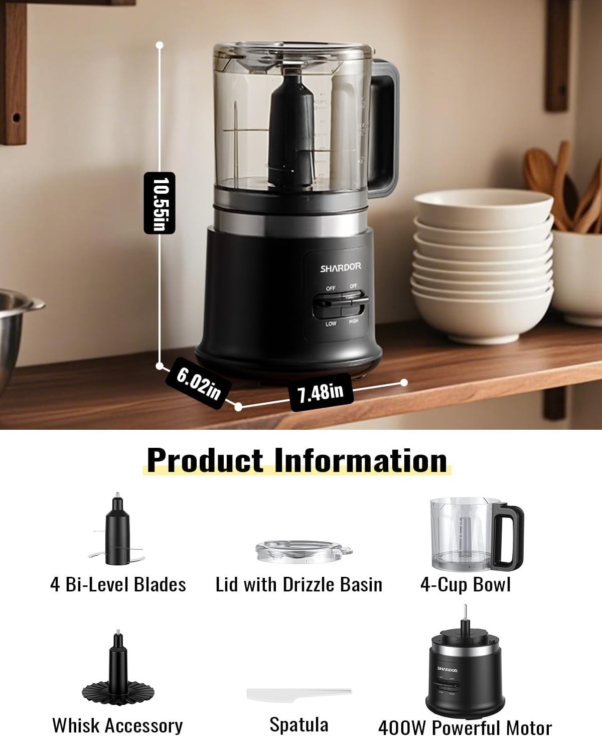Food Chopper, 4 Cup Mini and Fast Food Processor, Electric Meat Grinder with …