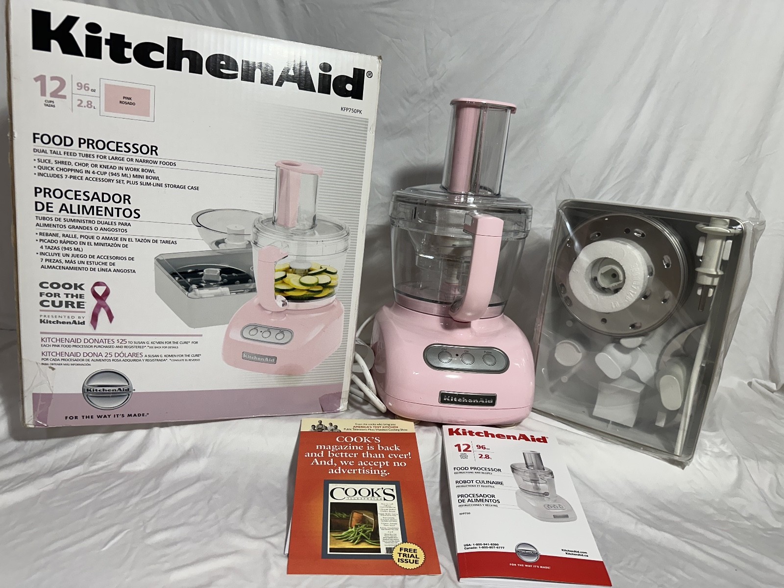 KitchenAid KFP750PK3 Food Processor with Blades – PINK RARE NEW