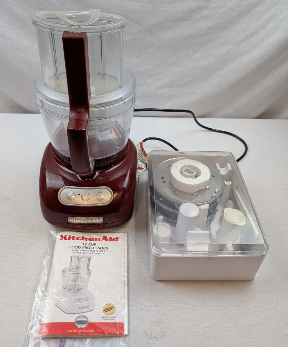 KITCHENAID 12 Cup Red Ultra Food Processor KFPW760QGC1 w/ Accessory Set & Manual