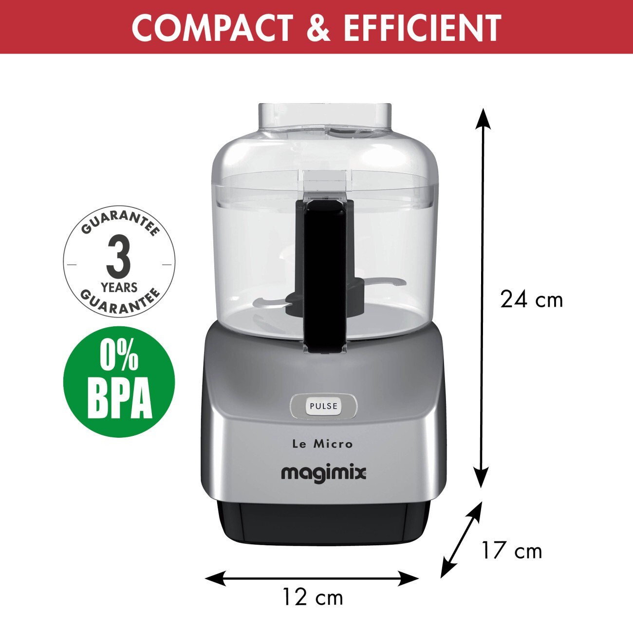 MAGIMIX LE MICRO MINI CHOPPER MATT CHROME 18115AU MADE IN FRANCE