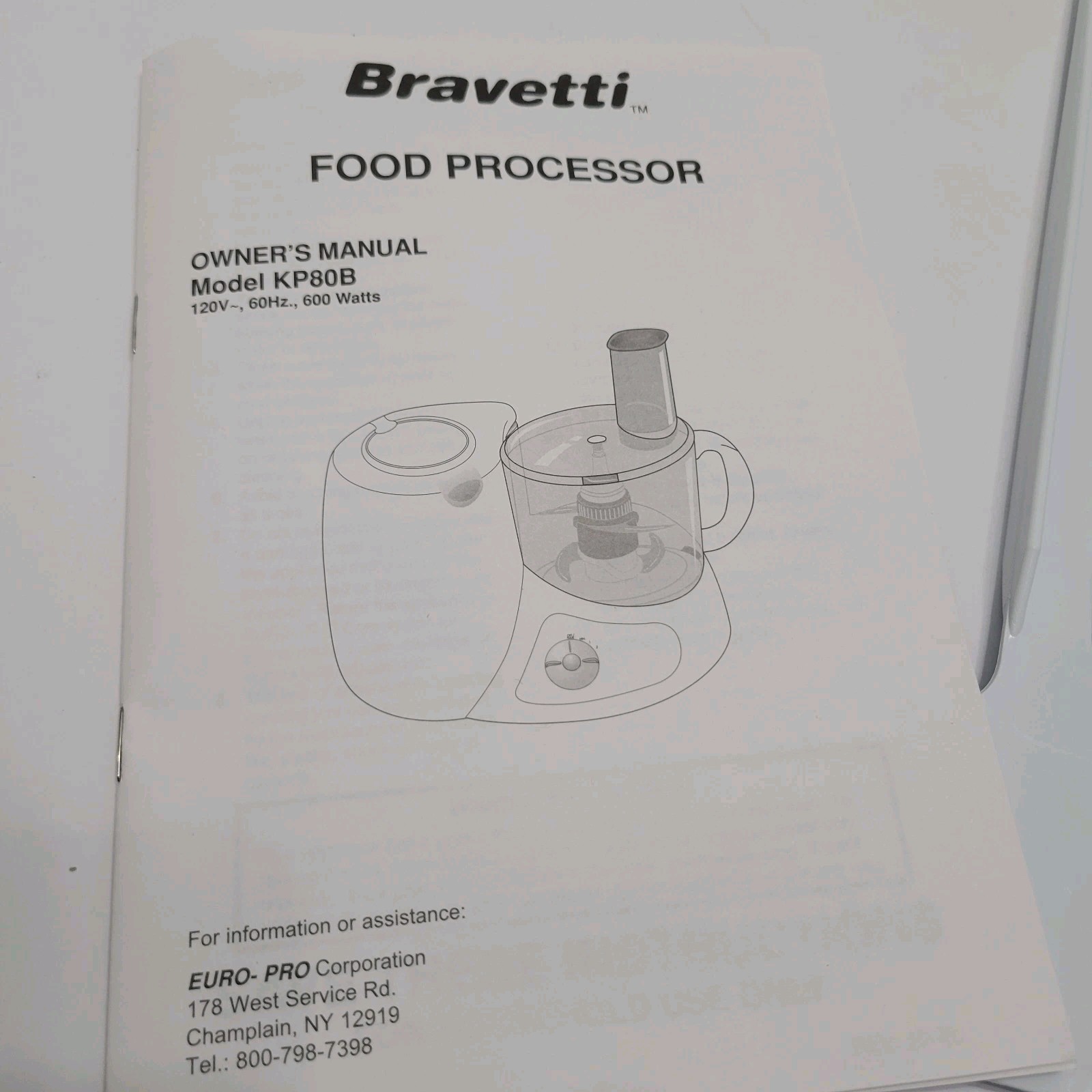 New In Box Bravetti Food Processor KP80B White Made in Turkey NOS HSN