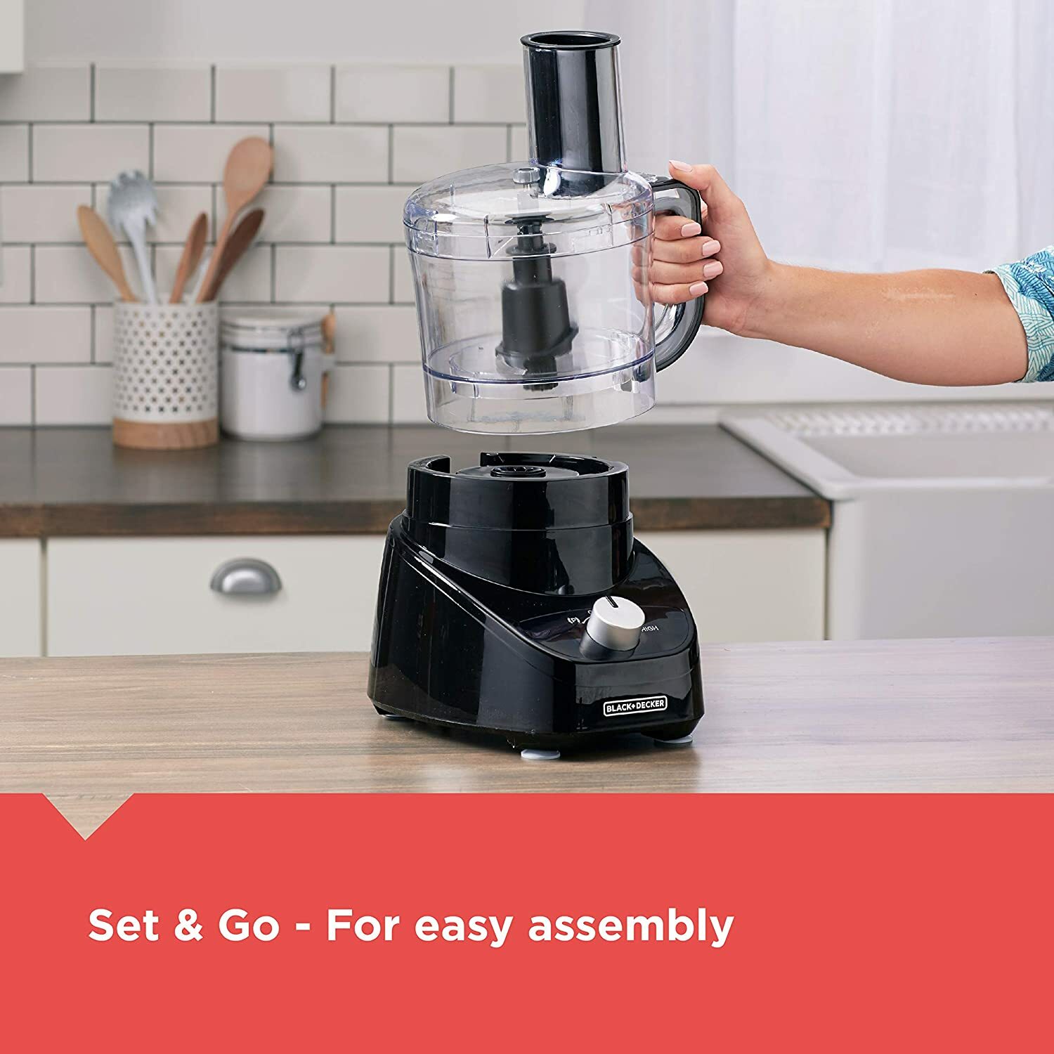 Black+Decker 3-in-1 Easy Assembly 8-Cup Food Processor, Black, FP4150B