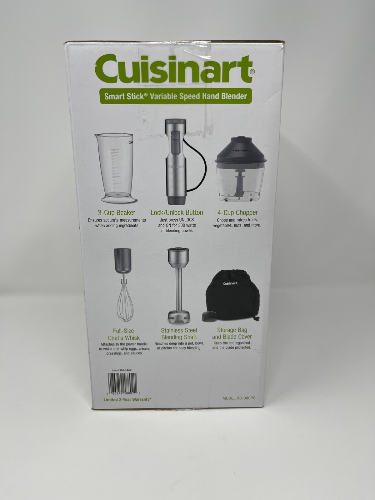 Cuisinart HB-900PC Immersion Hand Blender Smart Stick Variable Speed Storage Bag