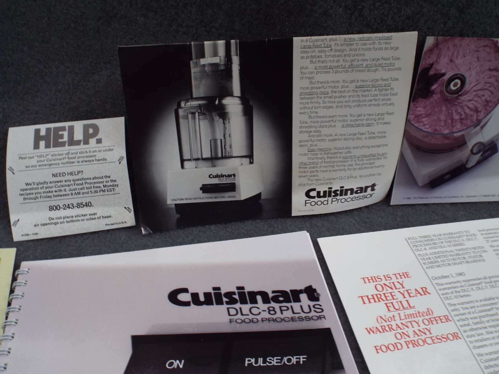 Cuisinart DLC-8 Food Processor Book Manual Instructions Blades Attachment Recipe