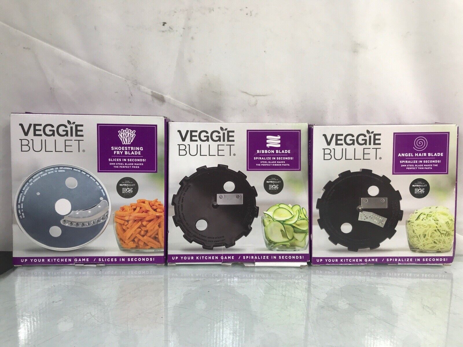 New Veggie Bullet Shoestring Fry Blade Ribbon Blade & Angel Hair Blade