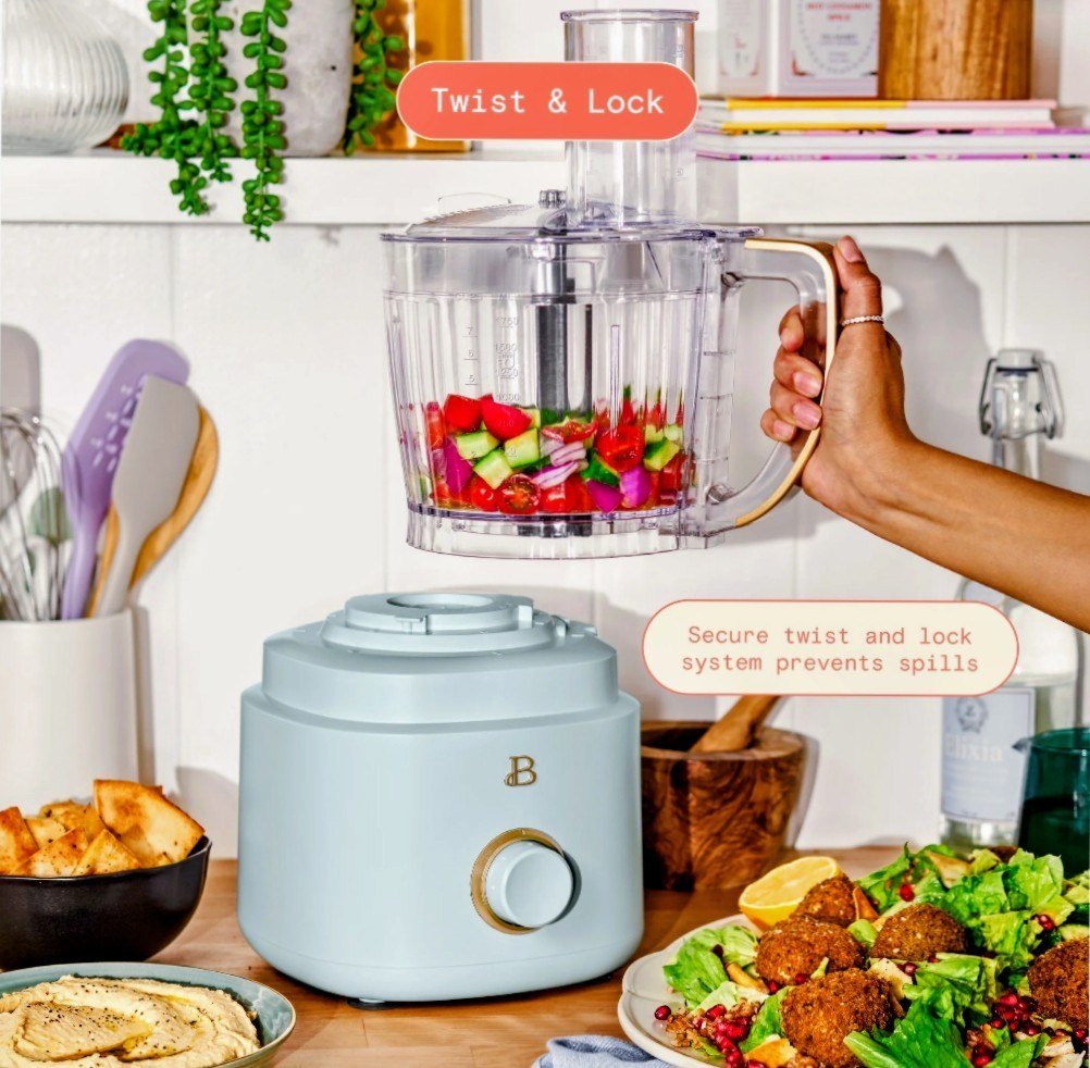 Beautiful 10-Cup Food Processor with Accessories, Hydrangea Blue by Drew…