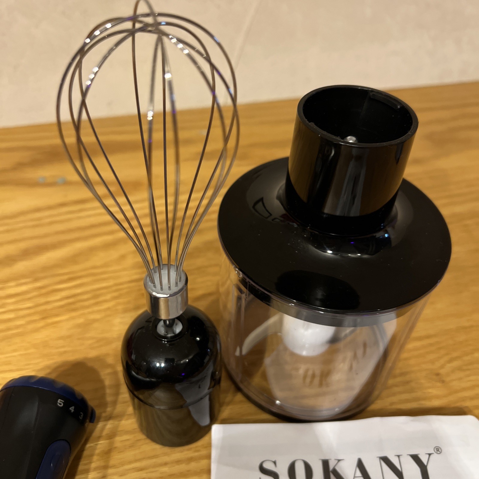 SOKANY 4-IN-1 Dishwasher Safe Hand Blender 110V, 50/60HZ, 1000w Motorboat Whisk