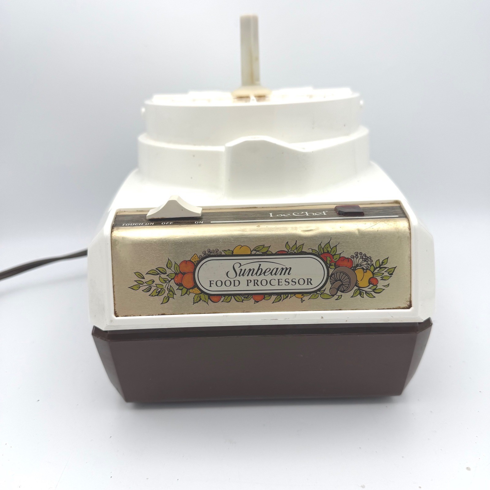 Vintage Sunbeam Le Chef Food Processor Brown White 14-11 Base Only Works Retro