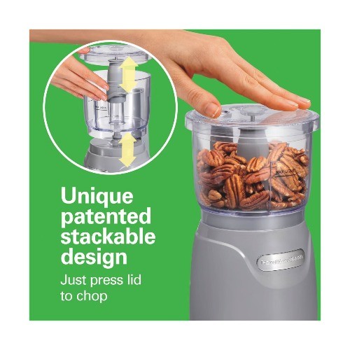 Hamilton Beach 3-Cup Stack & Press Food Chopper Gray 72740: Dishwasher-Safe