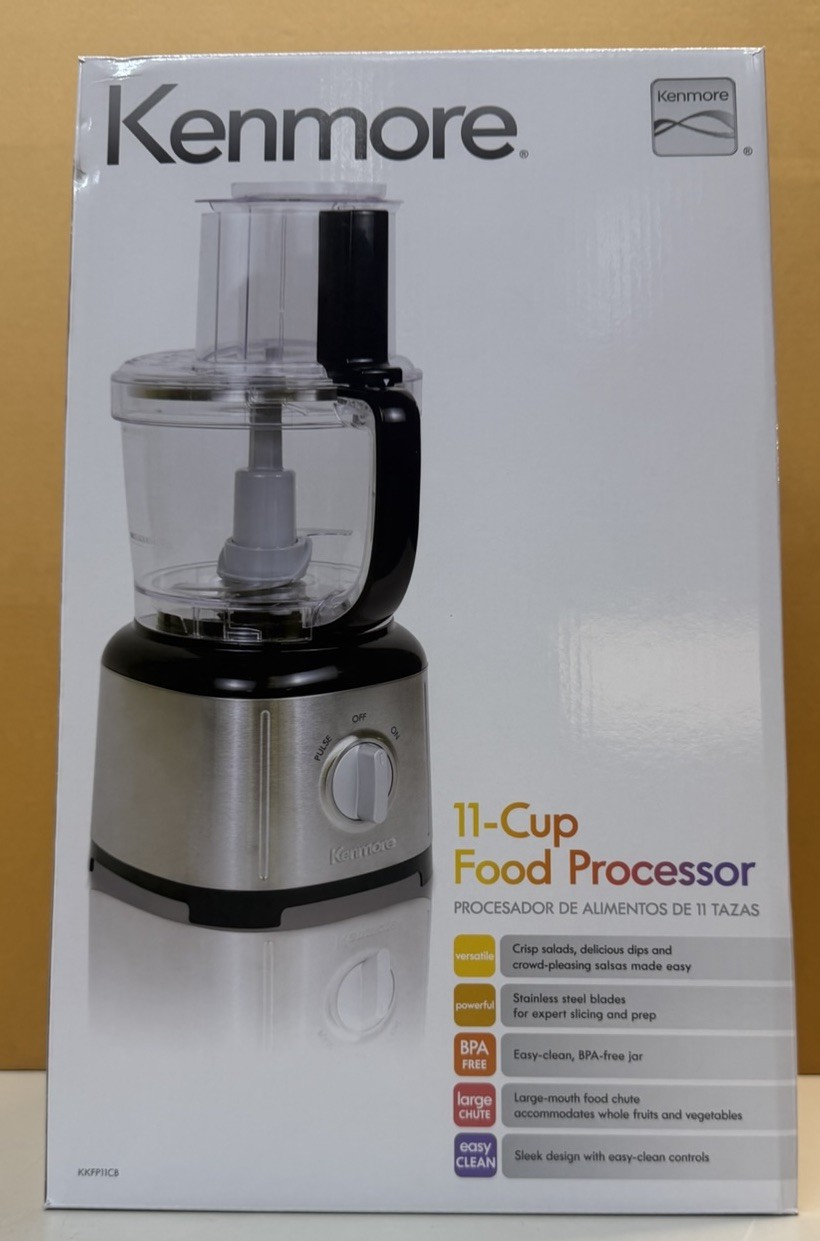 Kenmore 11-Cup Food Processor and Vegetable Chopper – Black/Silver 500W 2 Speed