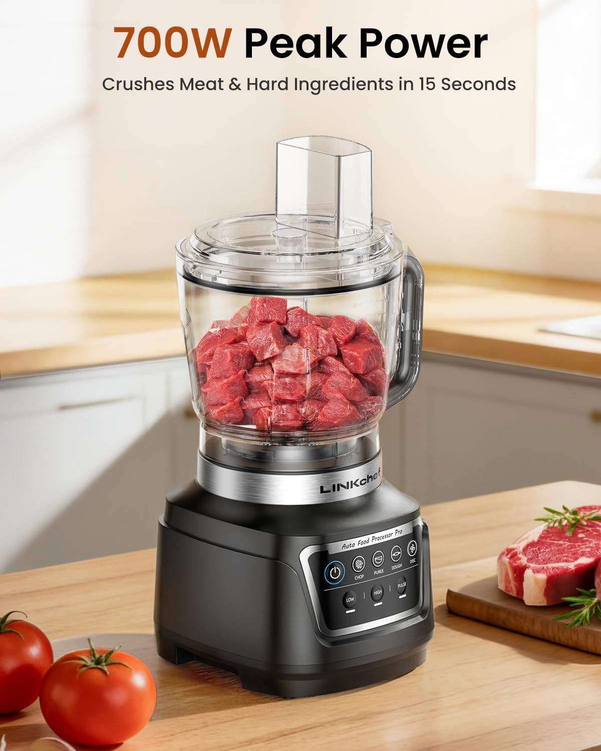 Linkchef Food Processor 68 Oz, 700W Electric Vegetable Chopper with 4 Functions