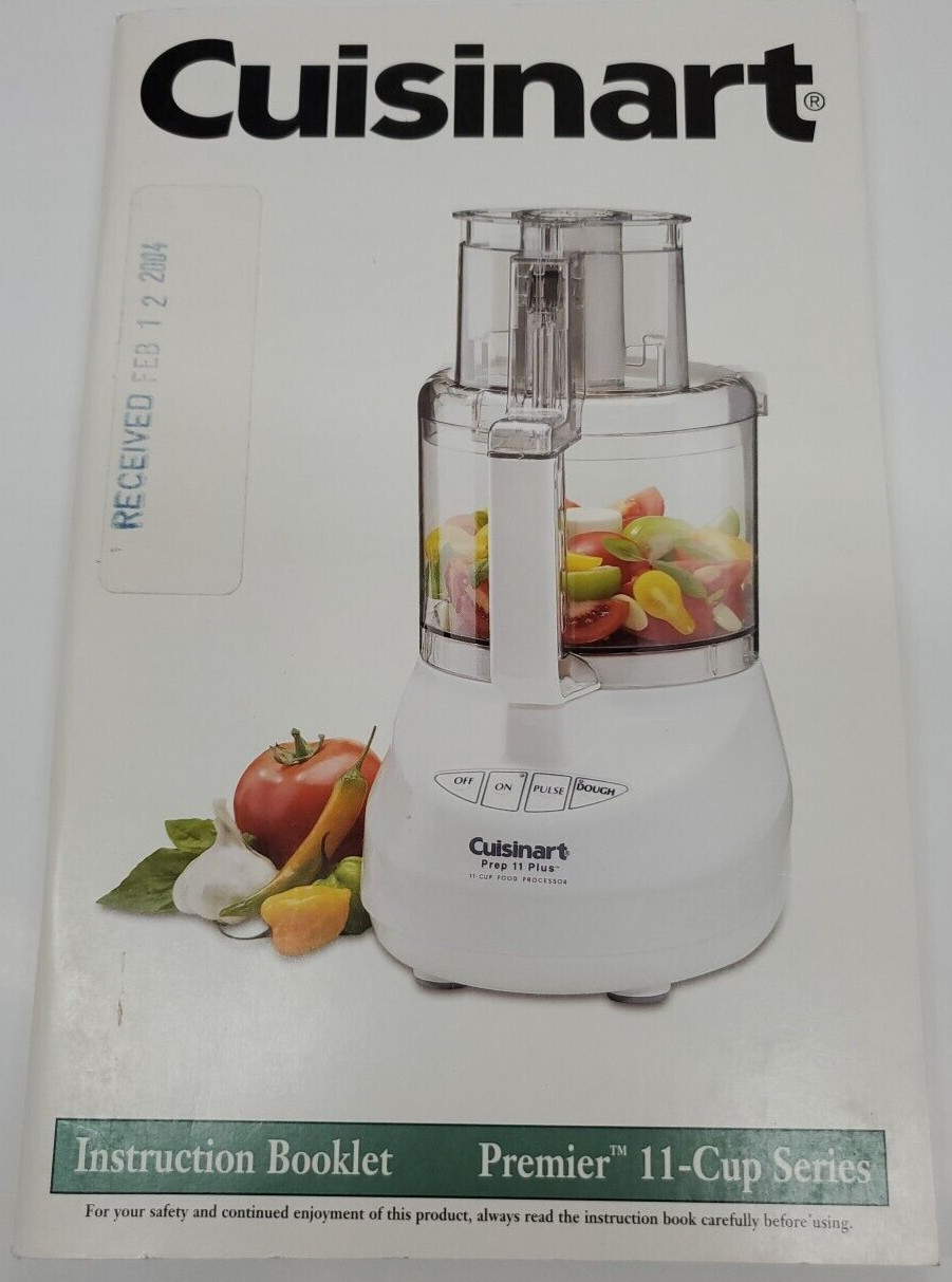 Cuisinart Food Processor Instruction & Recipe Booklet Power Prep 11 Original