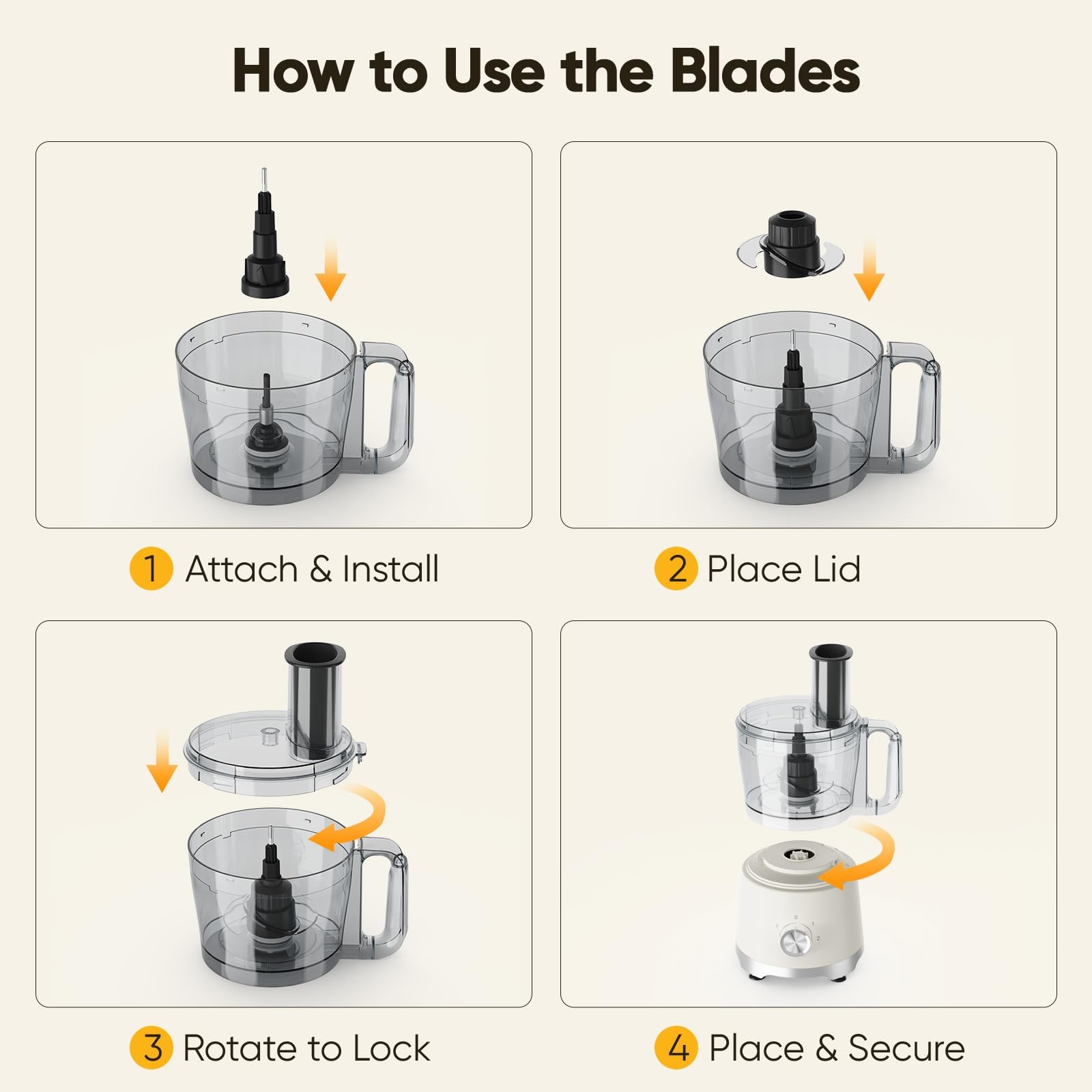10.5 Cups Food Processor, Versatile Food processors with 5 Blades, 600W Power…