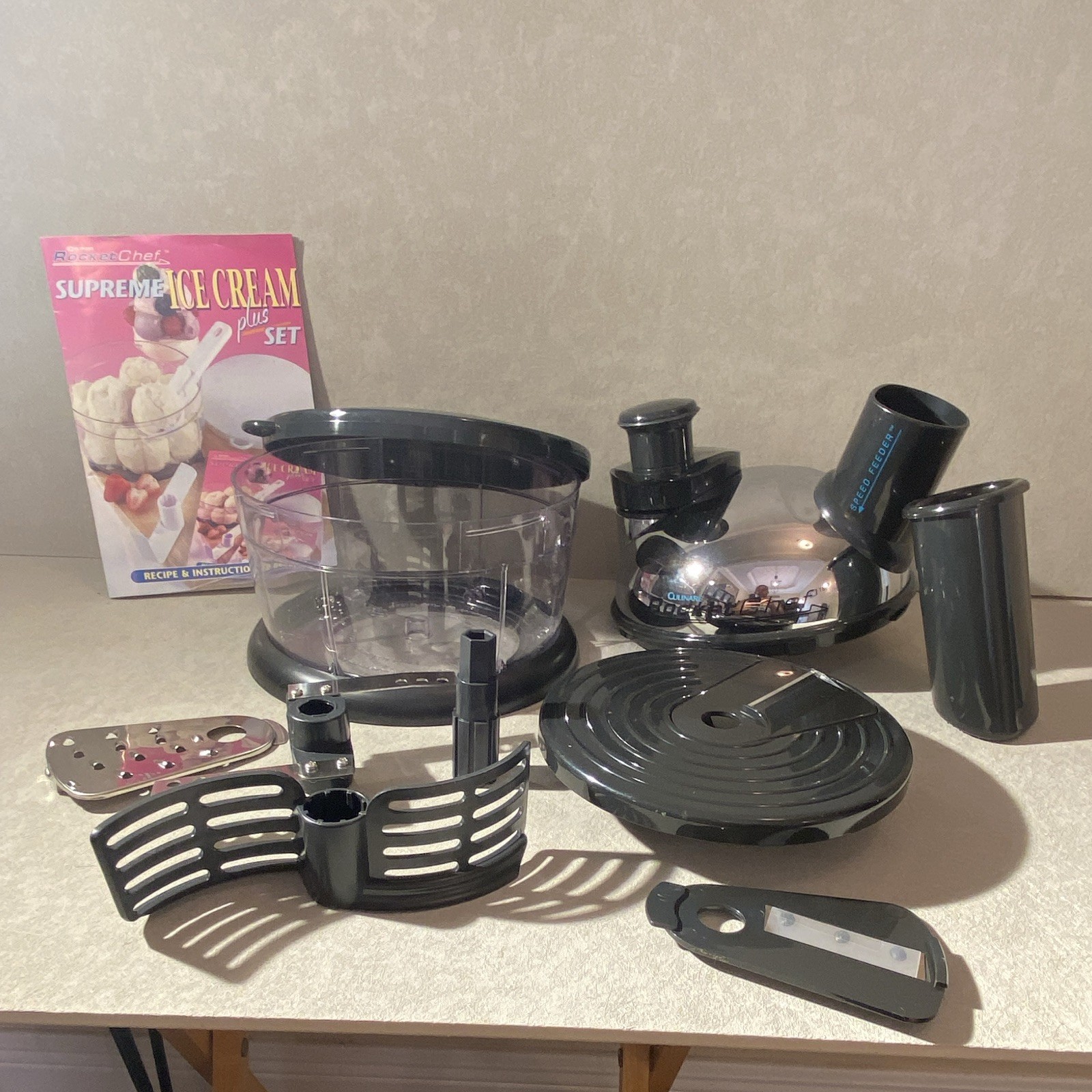 Culinare RocketChef Manual Full-Size Food Processor Bowl Lid Blades Slicing