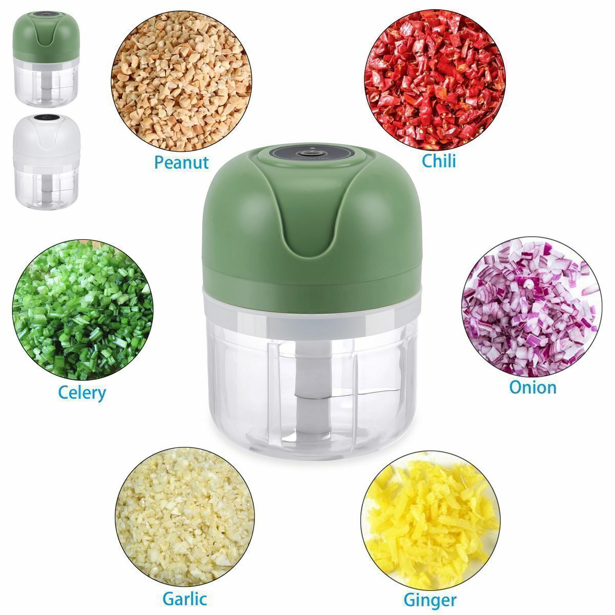 100/250ML 2 Cups Set Wireless Electric Vegetable Onion Garlic Fruit Meat Chopper