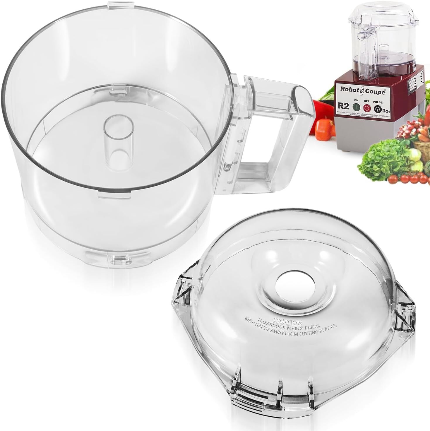 106458S Bowl Lid & 112203 Food Processor 3 Quart Cutter Bowl for Robot Coupe R2