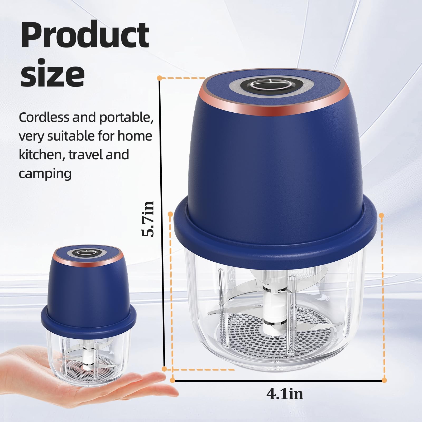 Vevirabe Electric Garlic Chopper Mini Food Processor Vegetable Chopper 350Ml