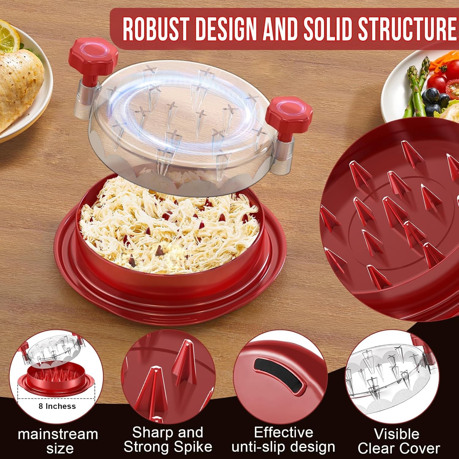 8 In Chicken Shredder Tool Twist Meat Shredding Grinder Handles Non-Slip No BPA
