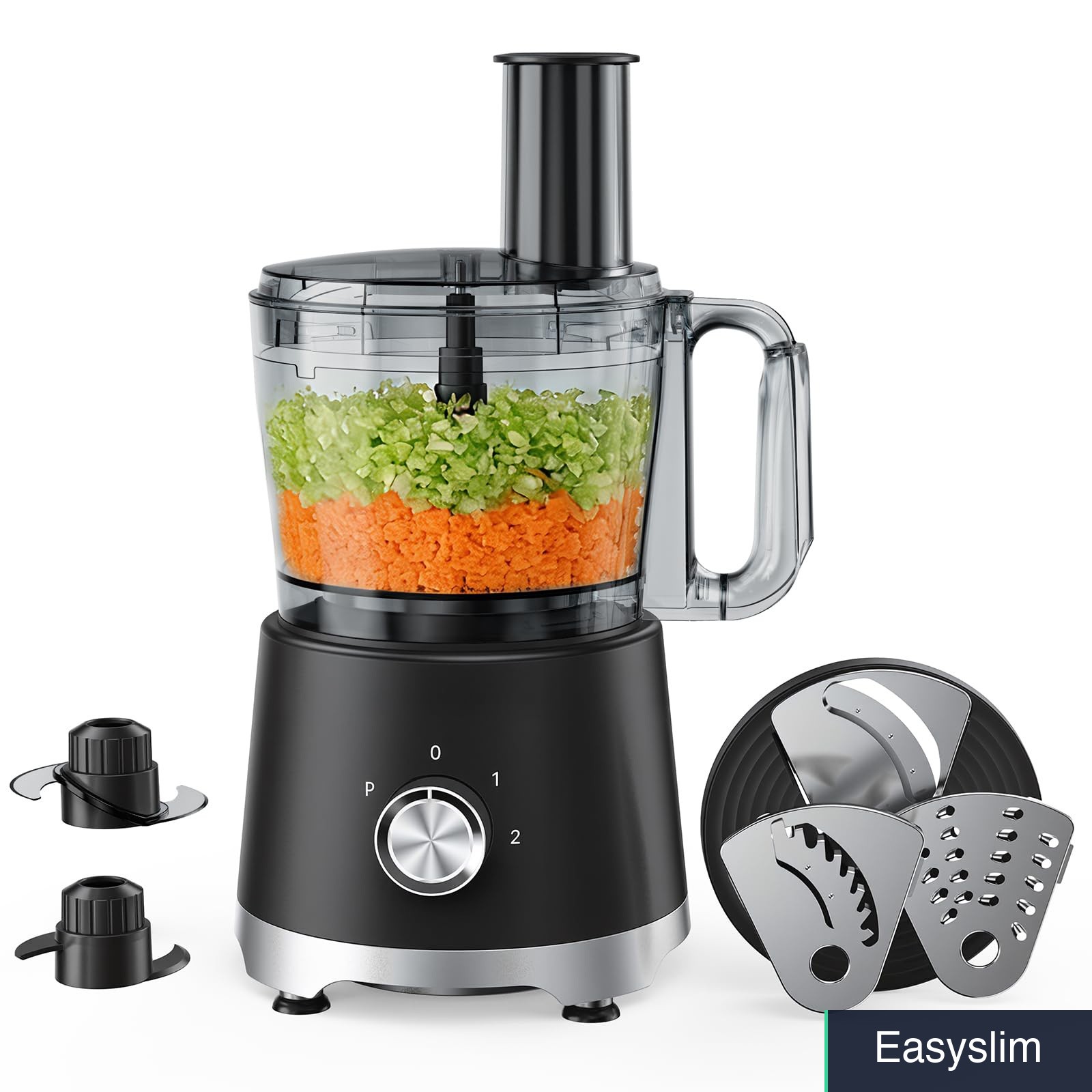 Food Processor 10.5 Cup 600W Black Stainless Steel 5 Blade System