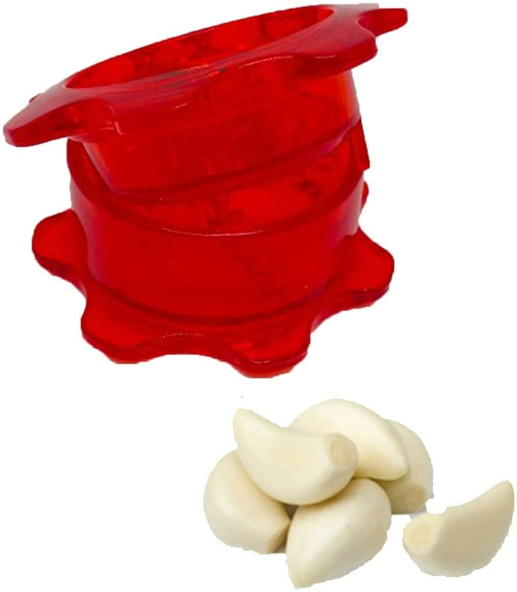 Food Processor-Garlic Mincer Press with a Twist fourth Generation(Red mincer)