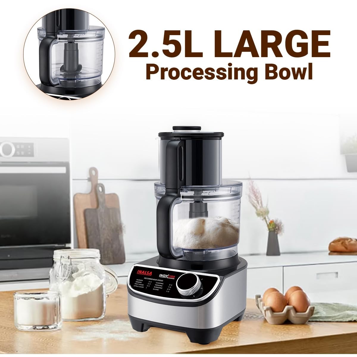 INALSA food processor kitchen with Mixer Grinder Juicer 1200W 3 Jars 2.5L 220V