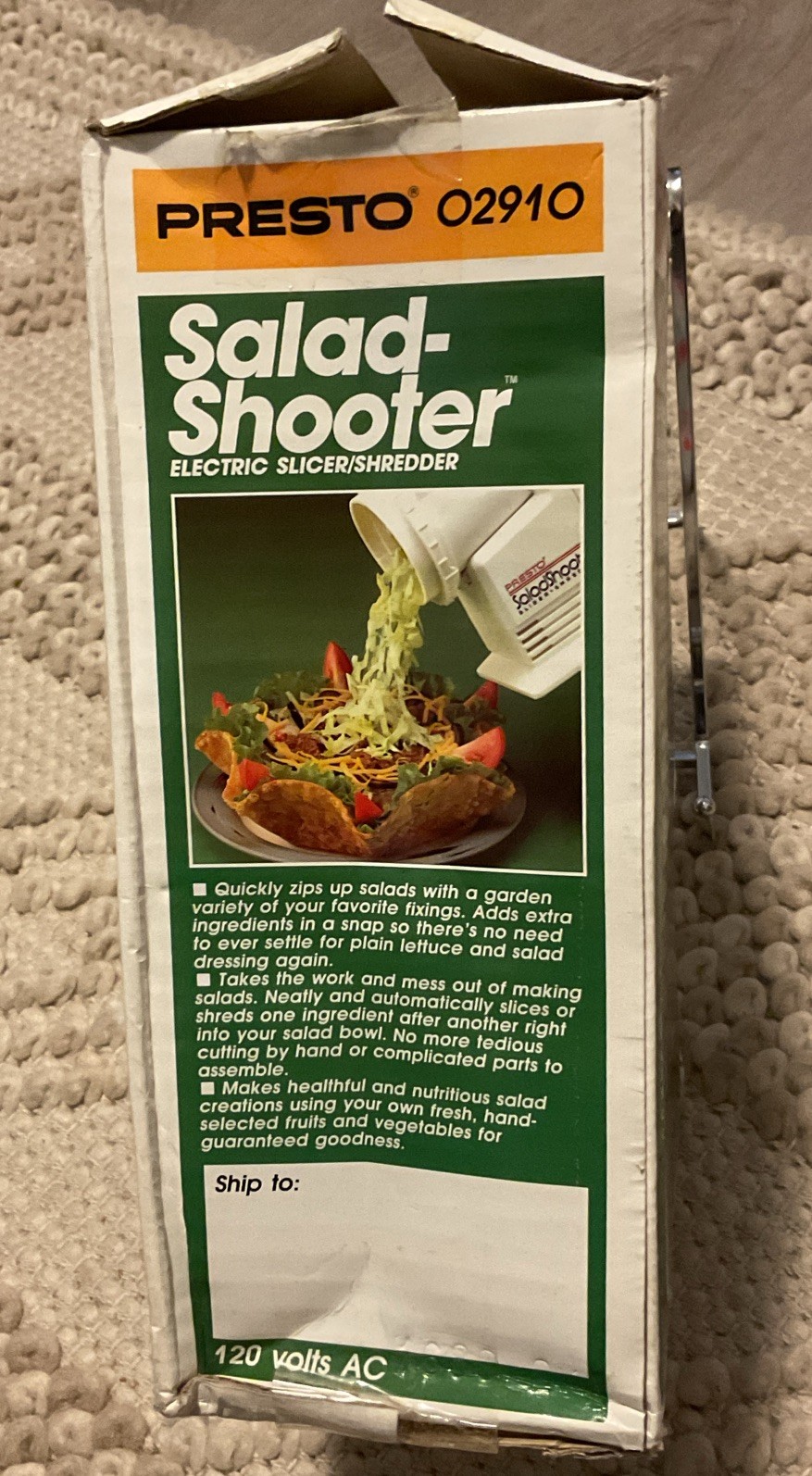 VTG Presto Salad Shooter Electric Slicer Shredder #02910 NIOB Open Box