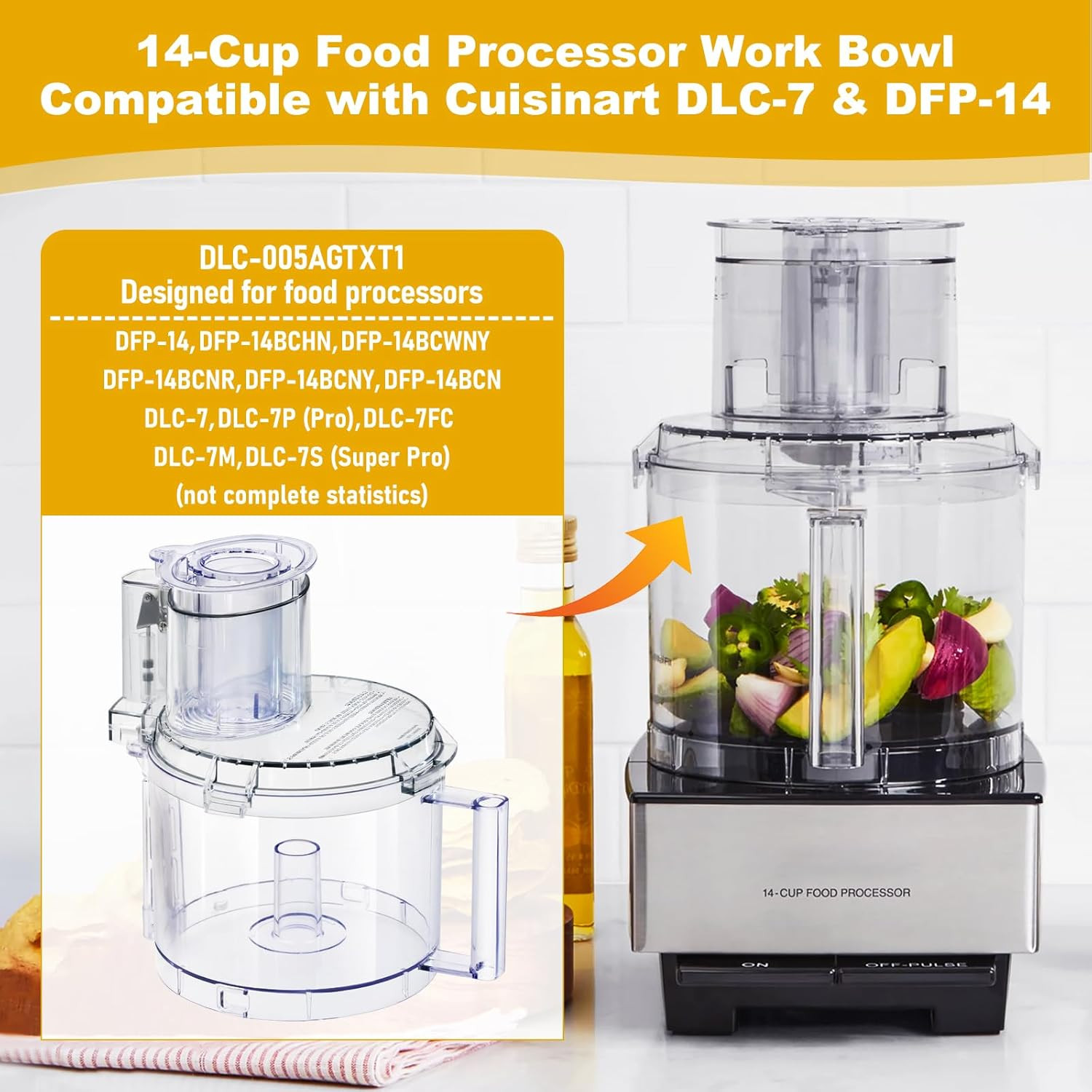 DLC-005AGTXT1 Food Processor Work Bowl for Cuisinart DFP-14 Models