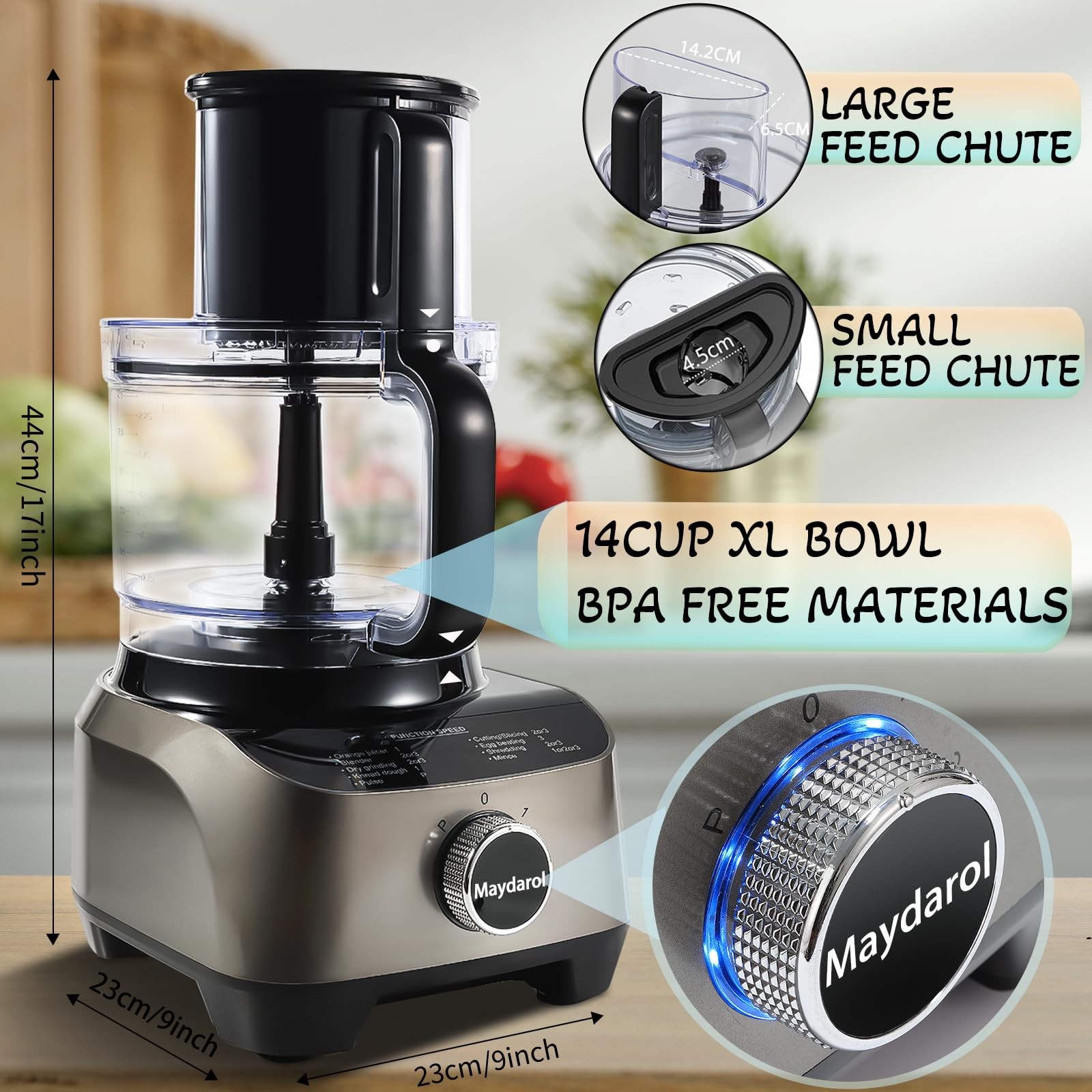 11-in-1 Food Processor and Blender Combo, 14 Cup Food Processor with Large Ch…