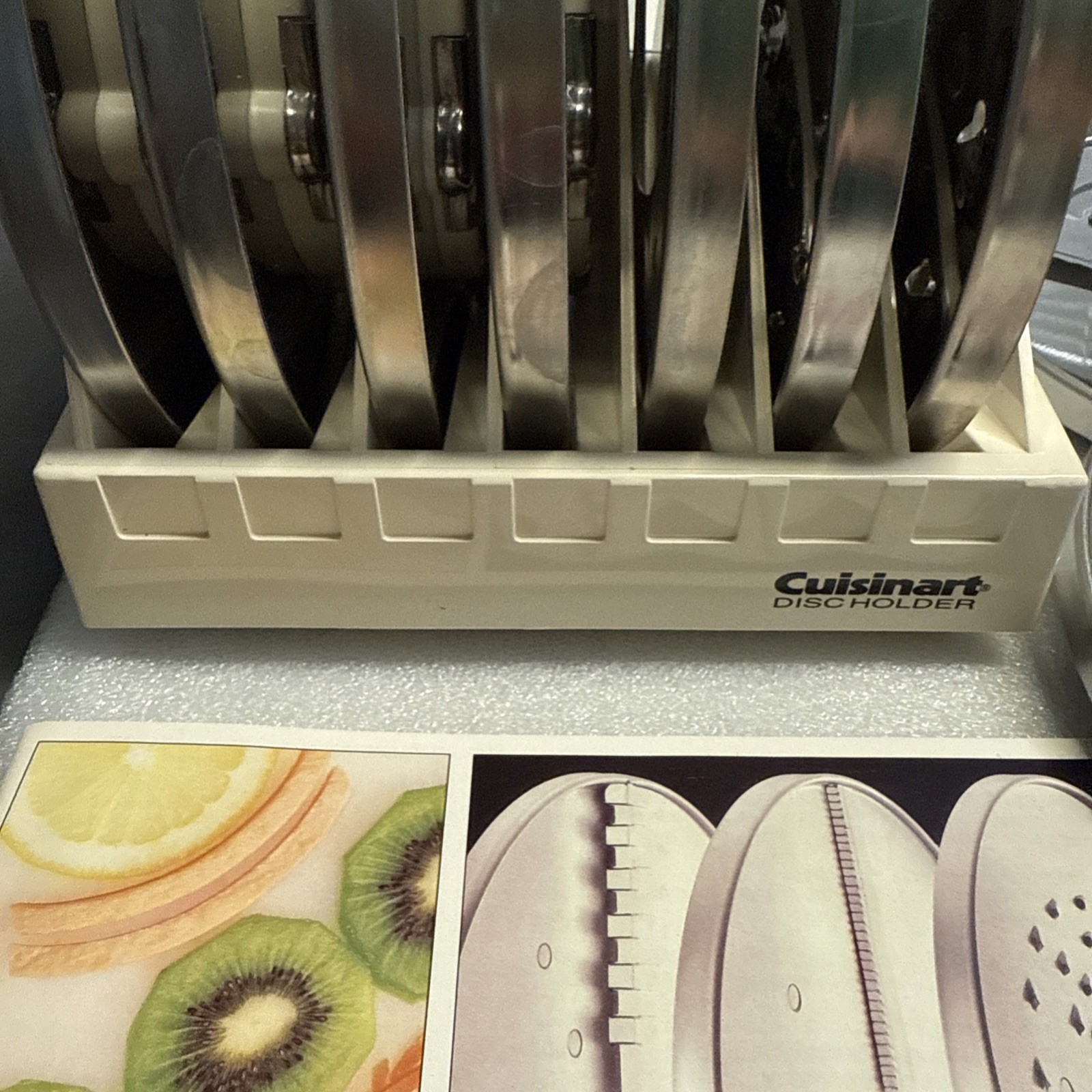 Cuisinart DLC-077 Food Processor Disc Holder + 9 Discs With Manual New No Box