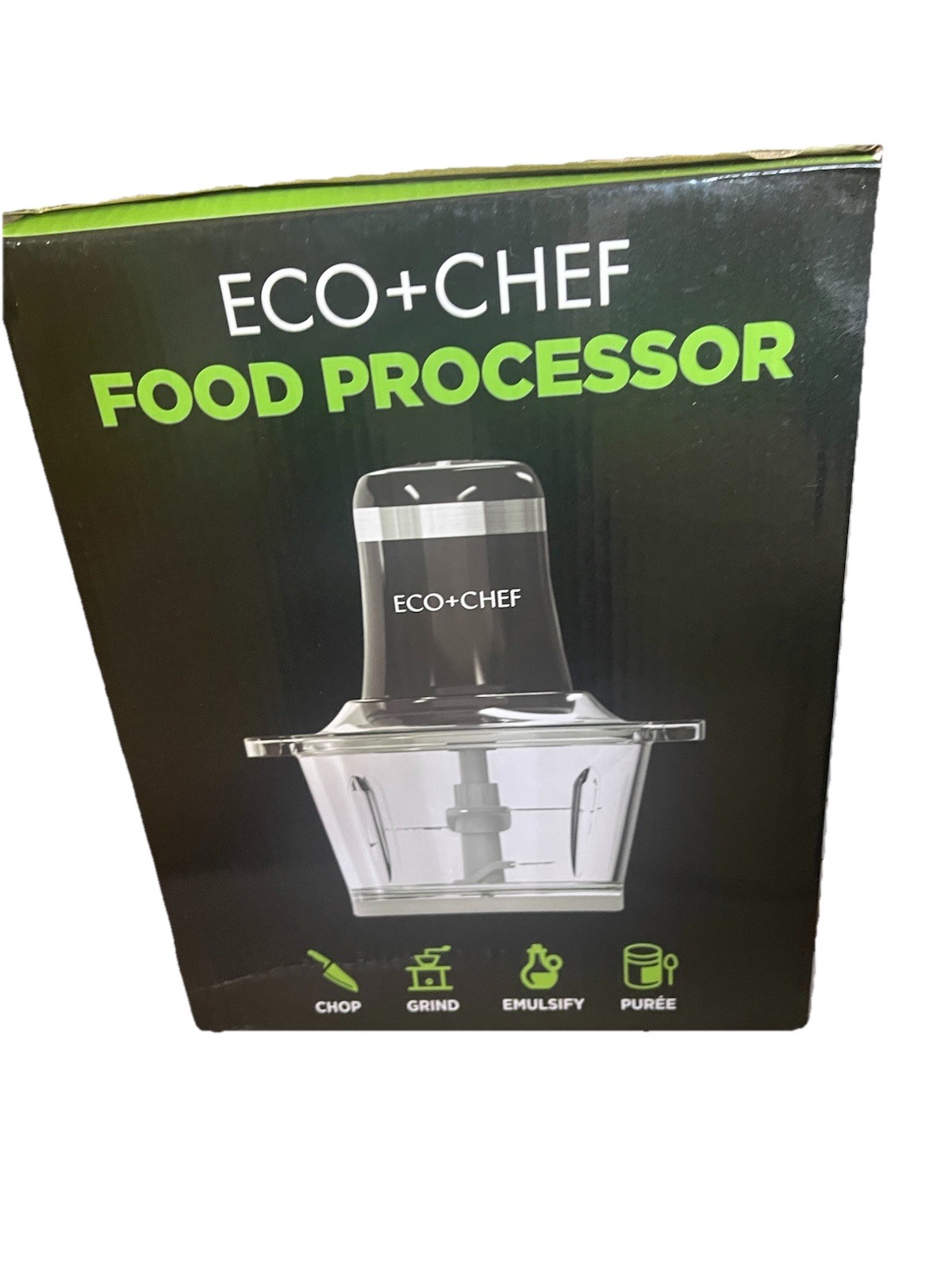 ECO CHEF 7.5 CUP FOOD PROCESSOR Grind, Chop, Emulsify, & Purée W/Glass Bowl-NIB
