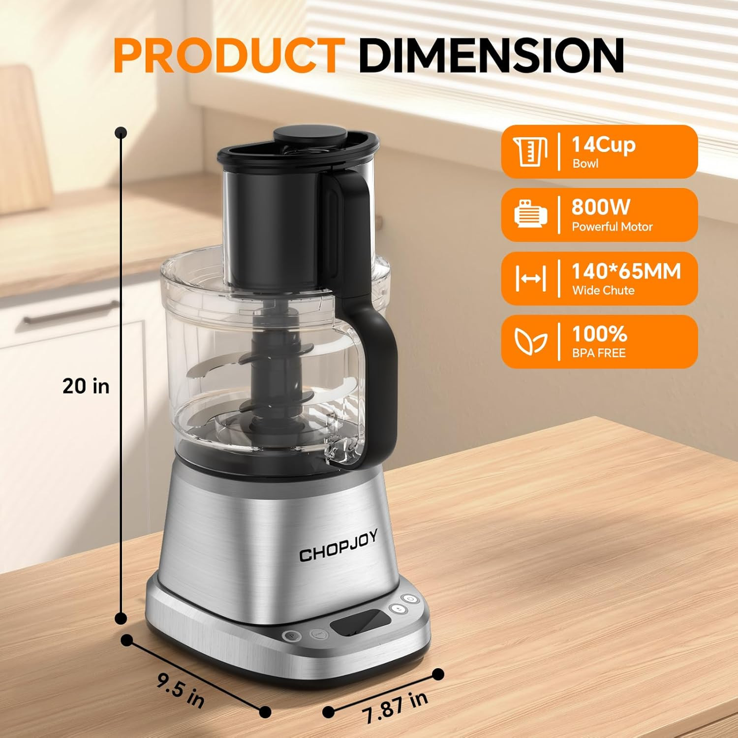 7-In-1 Professional Food Processor, 800W Powerful Electric Vegetable Chopper, 14