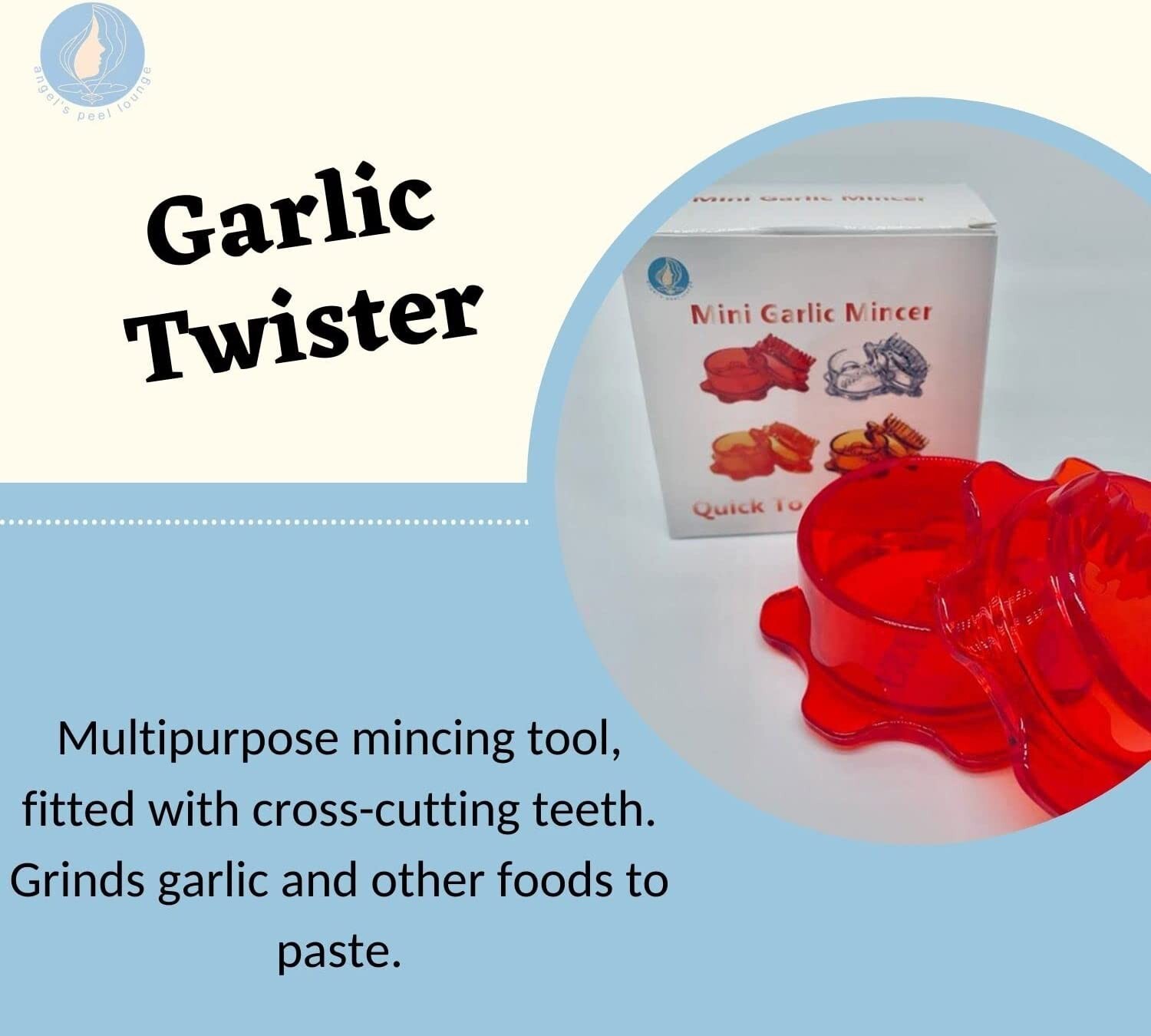 Food Processor-Garlic Mincer Press with a Twist fourth Generation(Red mincer)