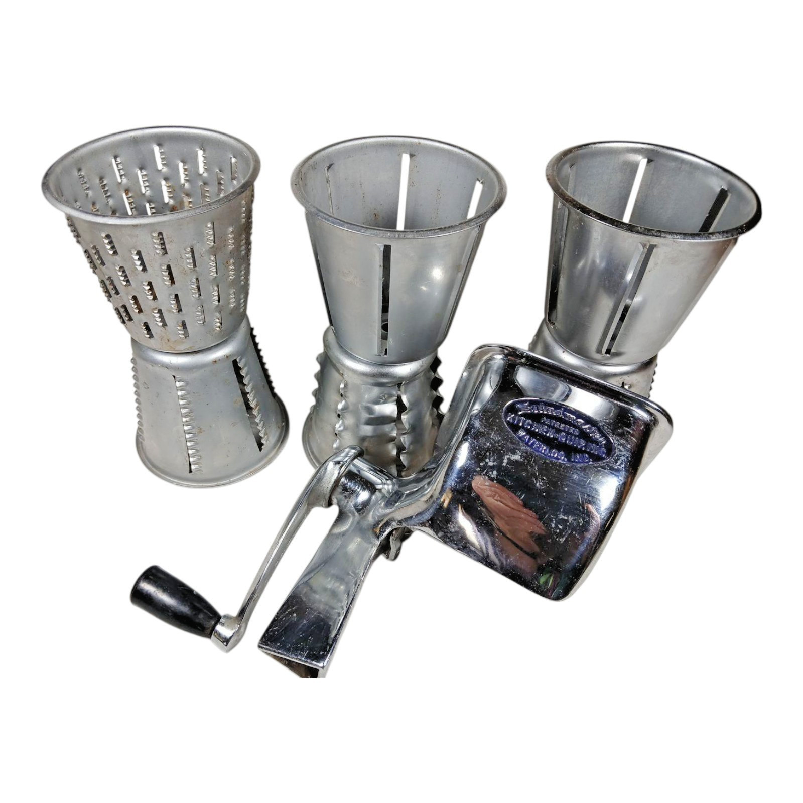 VTG Saladmaster Kitchen-Quip Inc Food Grater With 6 Cone Attachments No Stand