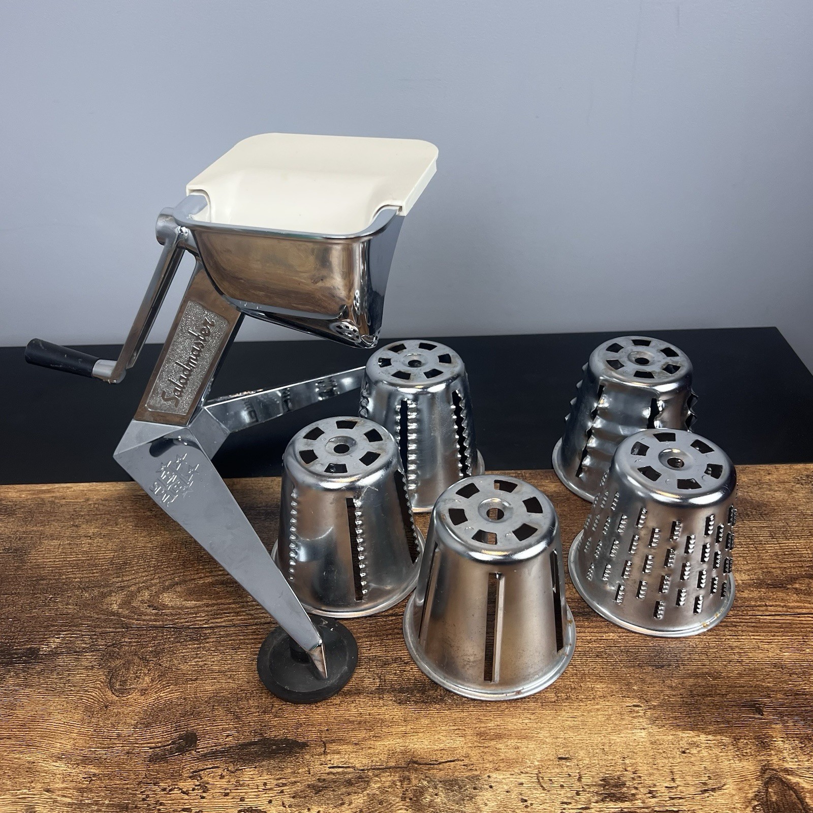 VTG Saladmaster Vintage Five Star Food Processor Chopper Shredder Slicer 5 Cones